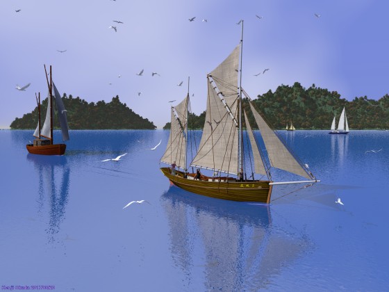 古風なガフリグ帆船