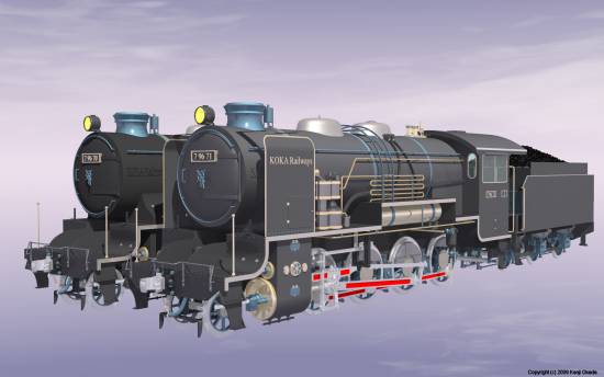 デフレクター付き蒸気機関車９６００形