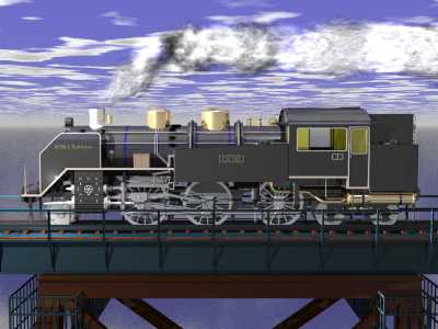 煙を吐いて鉄橋を渡る蒸気機関車Ｃ１１（１）